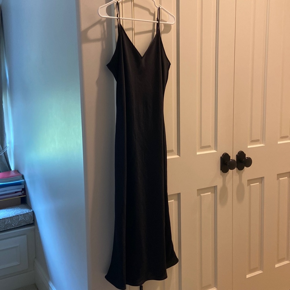 Aritzia Wilfred Black Midi Slip Dress
